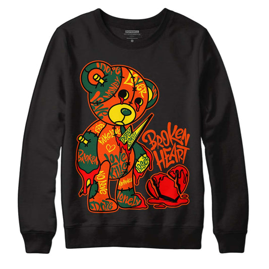 Dunk Low Team Dark Green Orange DopeSkill Sweatshirt Broken Heart Graphic Streetwear - Black