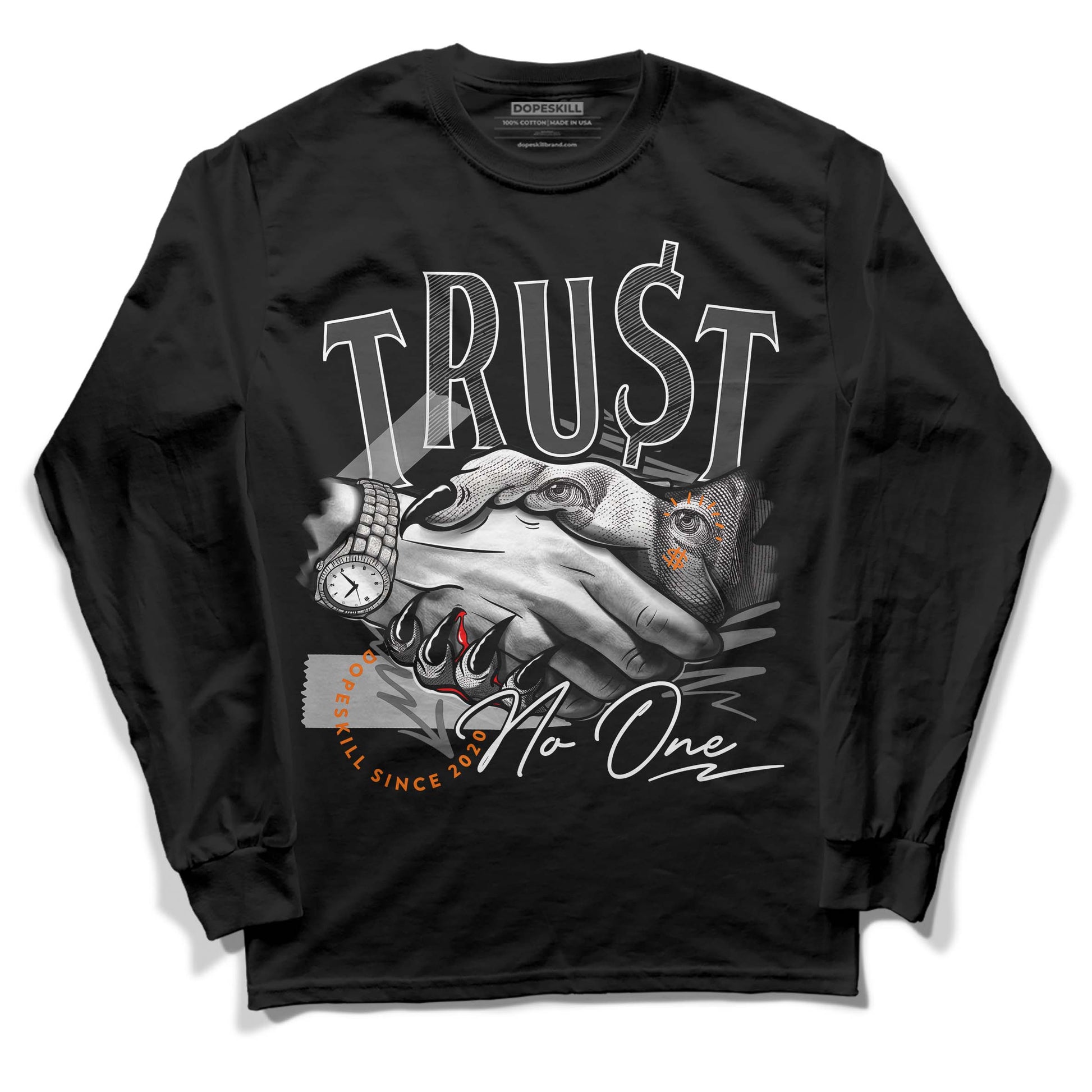 Jordan 3 Retro 'Fear Pack' DopeSkill Long Sleeve T-Shirt Trust No One Graphic Streetwear - Black