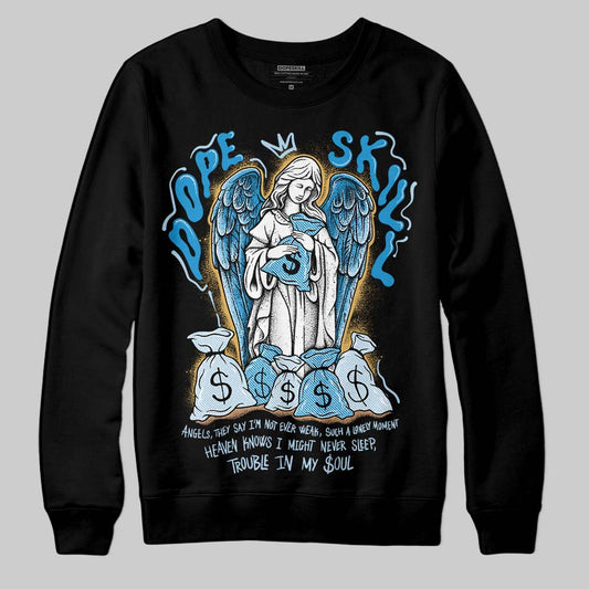 Jordan 4 Denim “Worn Blue” DopeSkill Sweatshirt Angels Graphic Streetwear - Black