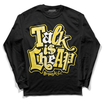 Wmns Air Jordan 11 Low 'Yellow Snakeskin' DopeSkill Long Sleeve T-Shirt Talk Is Chip Graphic Streetwear - Black