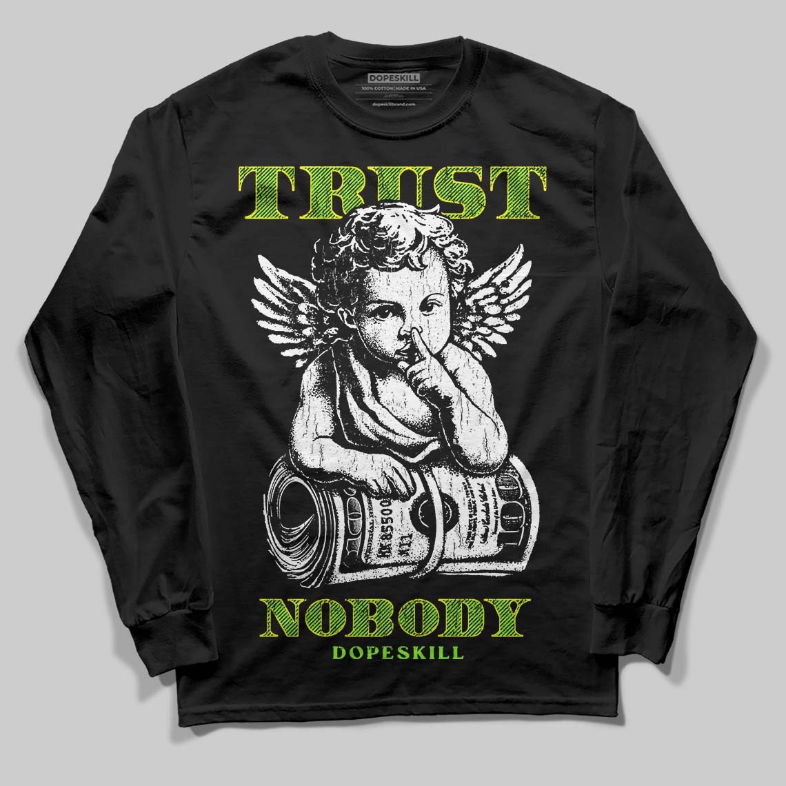 Neon Green Sneakers DopeSkill Long Sleeve T-Shirt Trust Nobody Graphic Streetwear - black