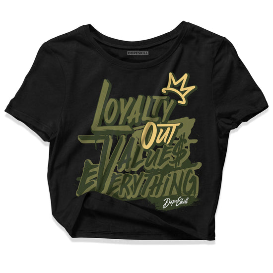 Jordan 4 Retro SE Craft Medium Olive DopeSkill Women's Crop Top LOVE Graphic Streetwear - Black