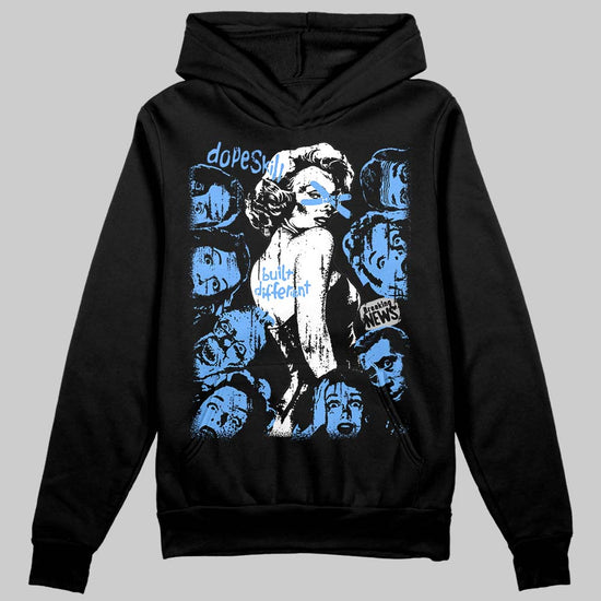 Jordan 5 Black University Blue DopeSkill Hoodie Sweatshirt Built Different Graphic Streetwear - black