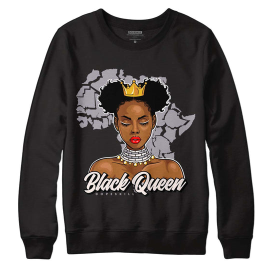 Jordan 2 Cement Grey DopeSkill Sweatshirt Black Queen Graphic Streetwear - Black