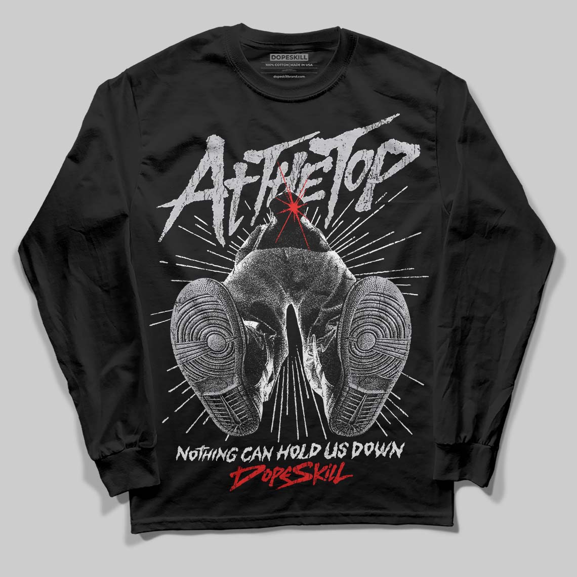 Grey Sneakers DopeSkill Long Sleeve T-Shirt Nothing Can Hold US Down Graphic Streetwear - Black