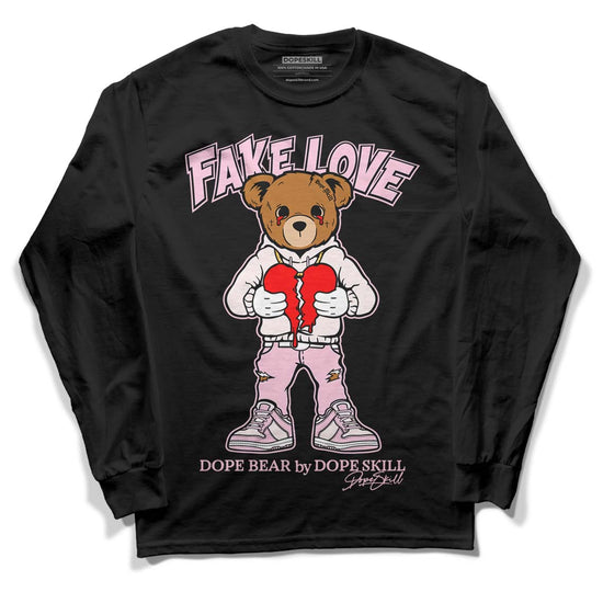 Dunk Low LX Pink Foam DopeSkill Long Sleeve T-Shirt Fake Love Graphic Streetwear - Black