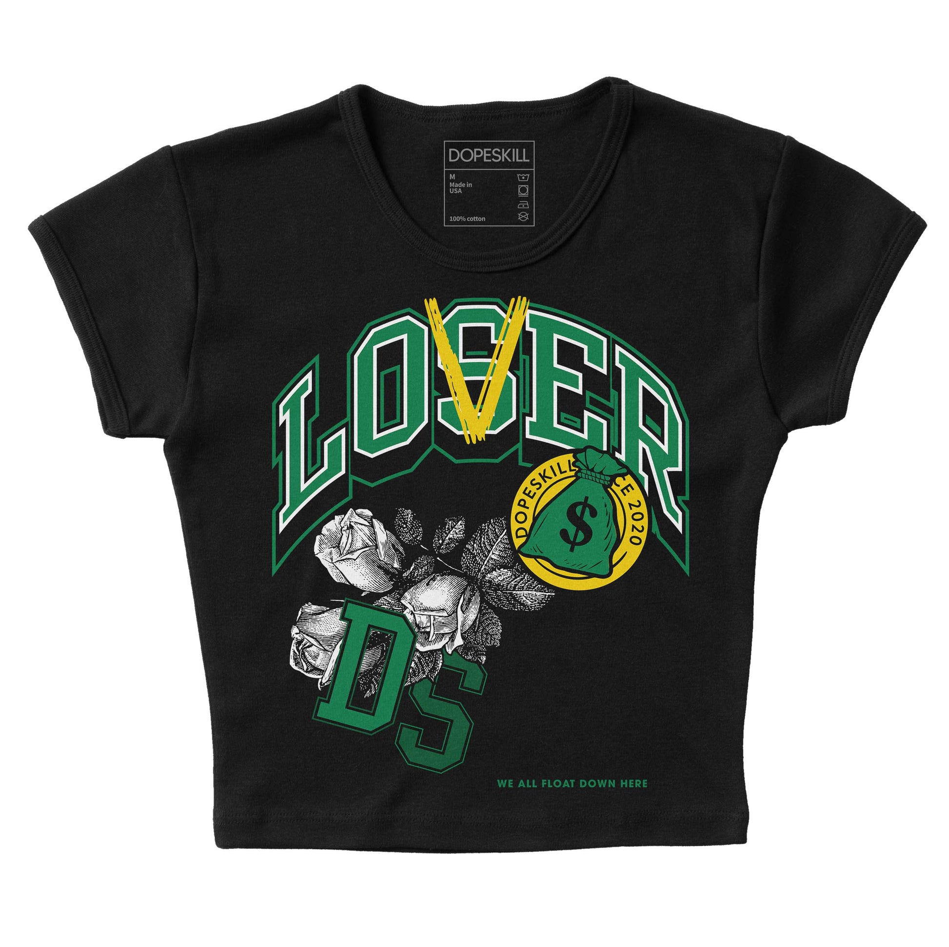 Green Sneakers DopeSkill Women's Crop Top Loser Lover Graphic Streetwear - Black 