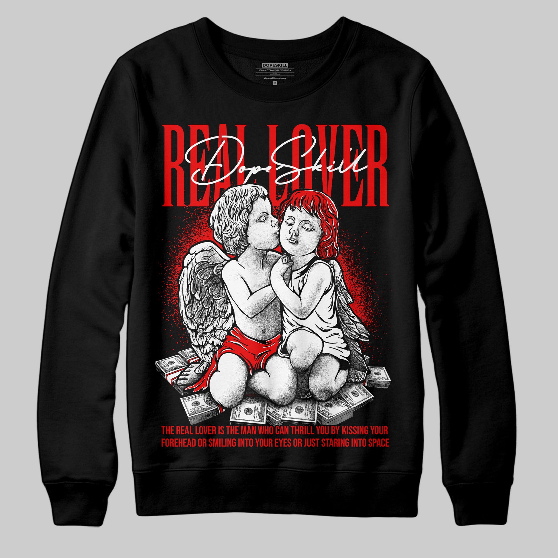 Jordan 11 Retro Cherry DopeSkill Sweatshirt Real Lover Graphic Streetwear - Black