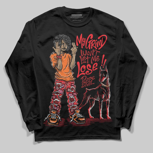 Red Sneakers DopeSkill Long Sleeve T-Shirt My Grind Won't Let Me Lose Graphic Streetwear - Black