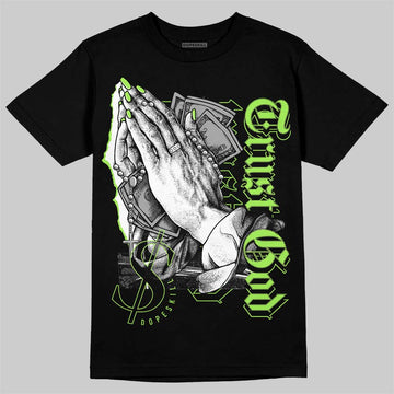 Jordan 5 Green Bean DopeSkill T-Shirt Trust God Graphic Streetwear - Black