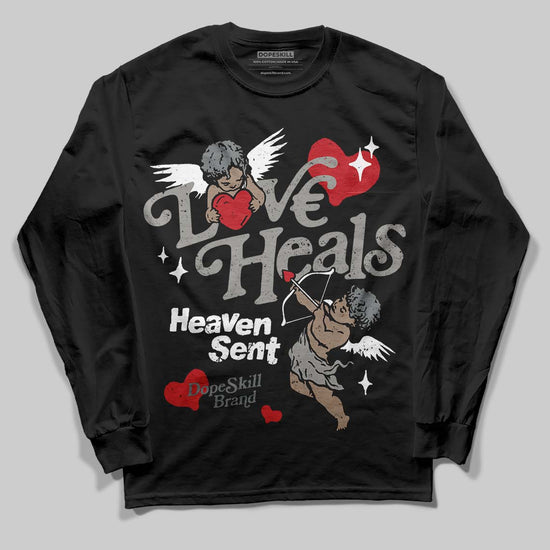 Jordan 9 Cool Grey DopeSkill Long Sleeve T-Shirt New Love Heals Graphic Streetwear - Black