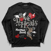 Jordan 9 Cool Grey DopeSkill Long Sleeve T-Shirt New Love Heals Graphic Streetwear - Black