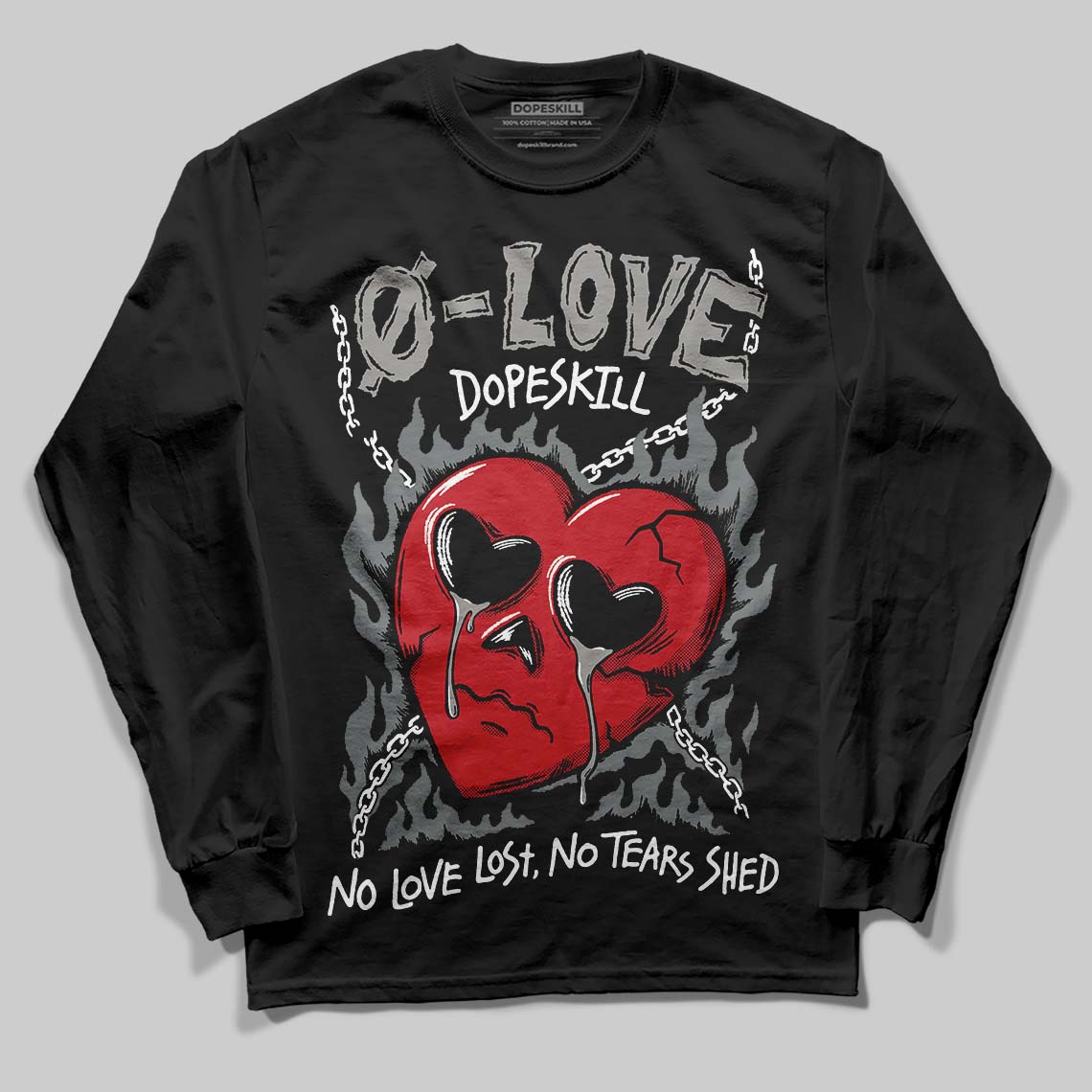 Jordan 9 Cool Grey DopeSkill Long Sleeve T-Shirt Crying Heart Graphic Streetwear - Black