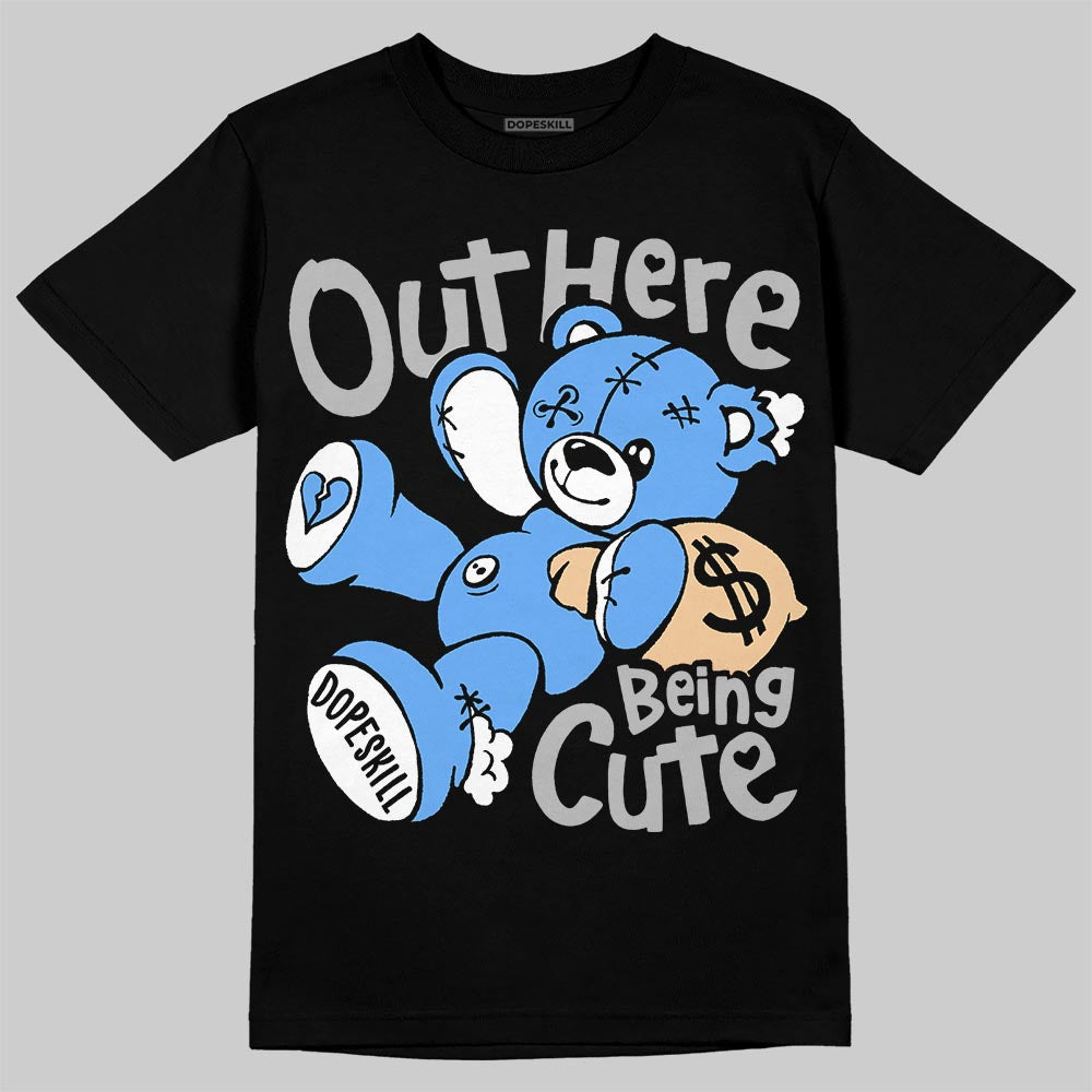 Jordan 5 Black University Blue DopeSkill T-Shirt Out Here Being Cute Graphic Streetwear - Black
