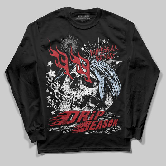 Jordan 5 Retro Fire Red Black Tongue (2025) DopeSkill Long Sleeve T-Shirt Drip Season Graphic Streetwear - Black