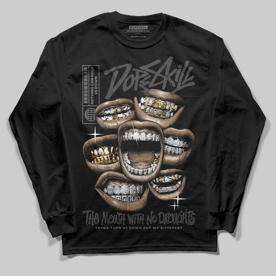 Jordan 4 “Black Cat” (2025) DopeSkill Long Sleeve T-Shirt The Mouth With No Droughts Graphic Streetwear - Black