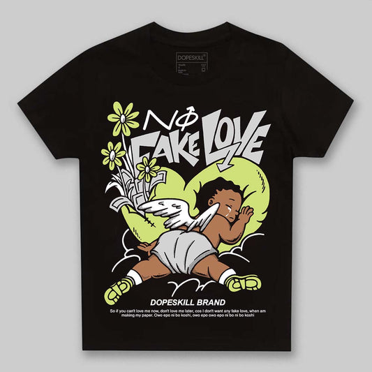 Jordan 4 GS “Light Lemon Twist” DopeSkill Toddler Kids T-shirt No Fake Love Graphic Streetwear - Black