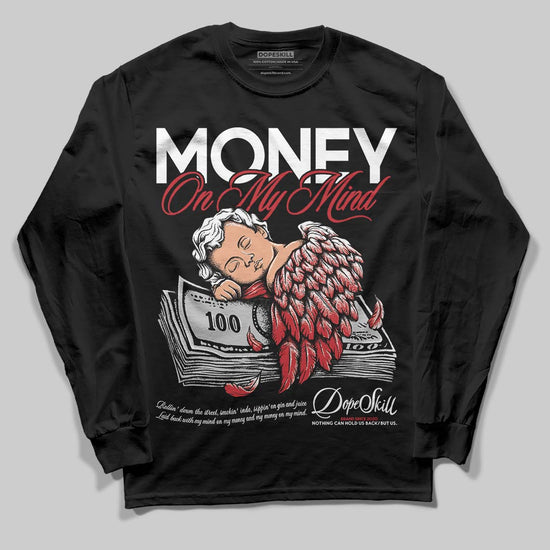 Jordan 5 Retro Fire Red Black Tongue (2025) DopeSkill Long Sleeve T-Shirt MOMM Graphic Streetwear - Black