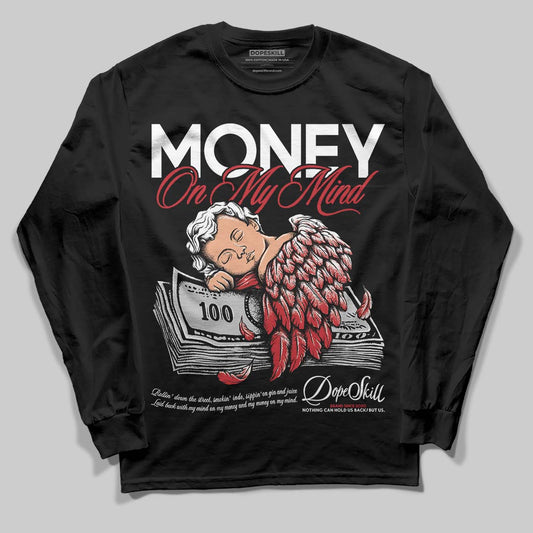 Jordan 5 Retro Fire Red Black Tongue (2025) DopeSkill Long Sleeve T-Shirt MOMM Graphic Streetwear - Black