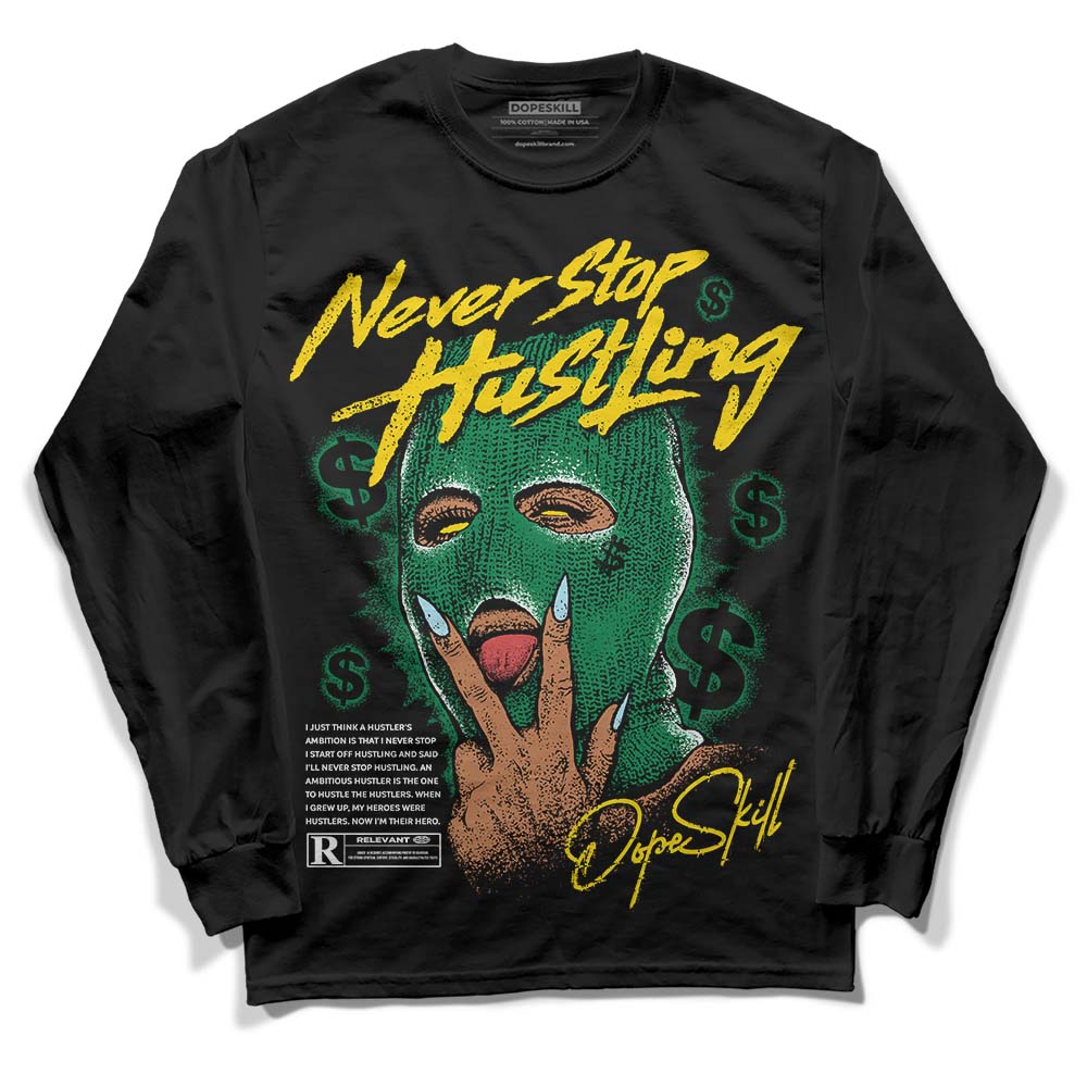 Jordan 5 “Lucky Green” DopeSkill Long Sleeve T-Shirt Never Stop Hustling Graphic Streetwear - Black