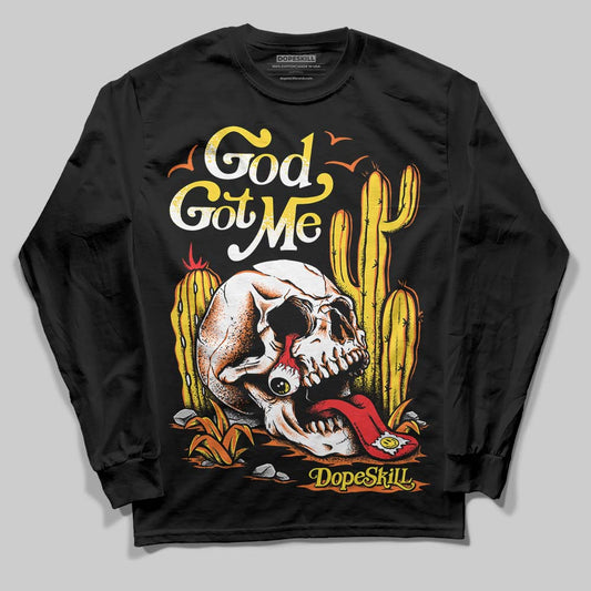 Jordan 4 Thunder DopeSkill Long Sleeve T-Shirt God Got Me Graphic Streetwear - Black