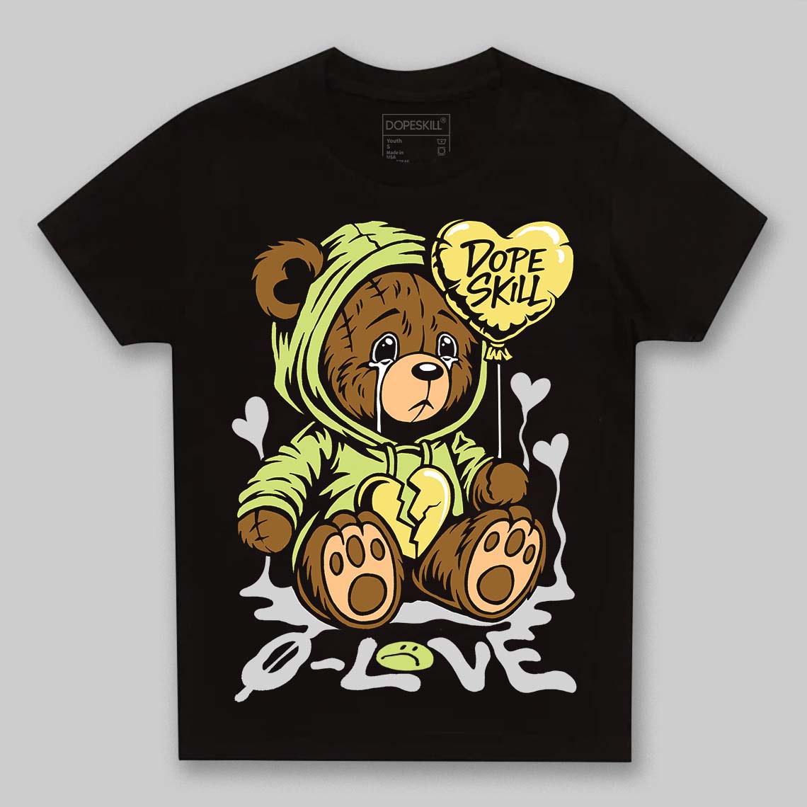 Jordan 4 GS “Light Lemon Twist” DopeSkill Toddler Kids T-shirt Broken Bear Graphic Streetwear - Black