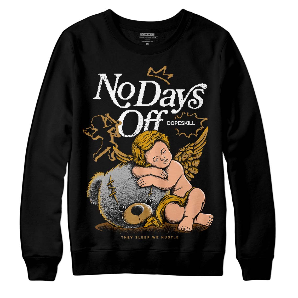 Jordan 13 Wheat 2023 DopeSkill Sweatshirt New No Days Off Graphic Streetwear - Black