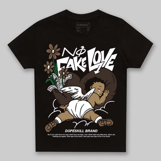 Jordan 1 Low OG “Mocha” DopeSkill Toddler Kids T-shirt No Fake Love Graphic Streetwear - Black