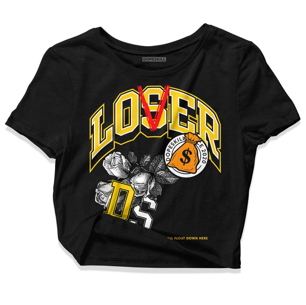 Jordan 6 “Yellow Ochre” DopeSkill Women's Crop Top Loser Lover Graphic Streetwear - Black