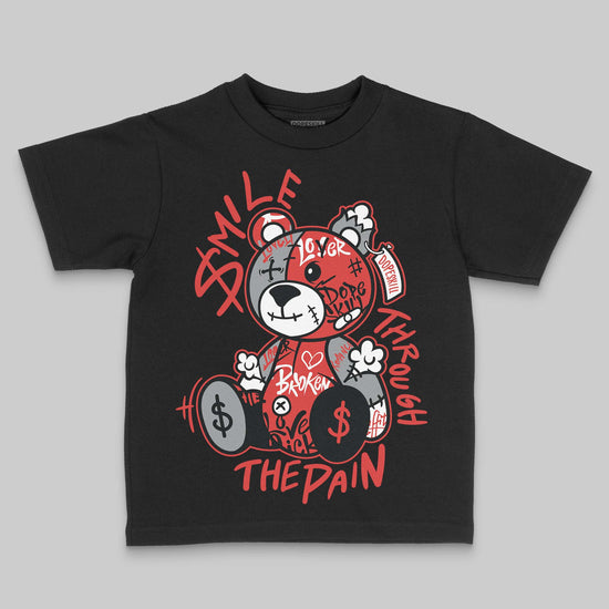 Jordan 4 Retro Toro Bravo DopeSkill Toddler Kids T-shirt Smile Through The Pain Graphic Streetwear - black