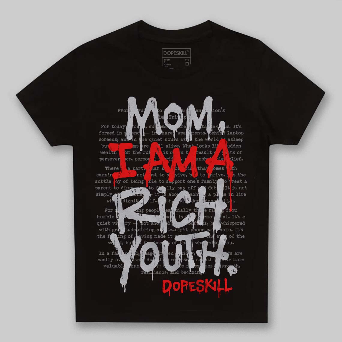 Grey Sneakers DopeSkill Toddler Kids T-shirt Mom, I Am A Rich Youth Graphic Streetwear - Black