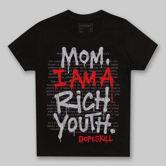 Grey Sneakers DopeSkill Toddler Kids T-shirt Mom, I Am A Rich Youth Graphic Streetwear - Black