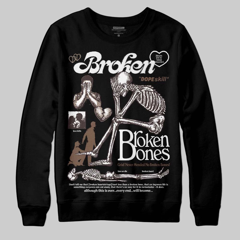 SoleFly x Air Jordan 12 Retro SP 'Cafecito/Baroque Brown' DopeSkill Sweatshirt Broken Bones Graphic Streetwear - Black