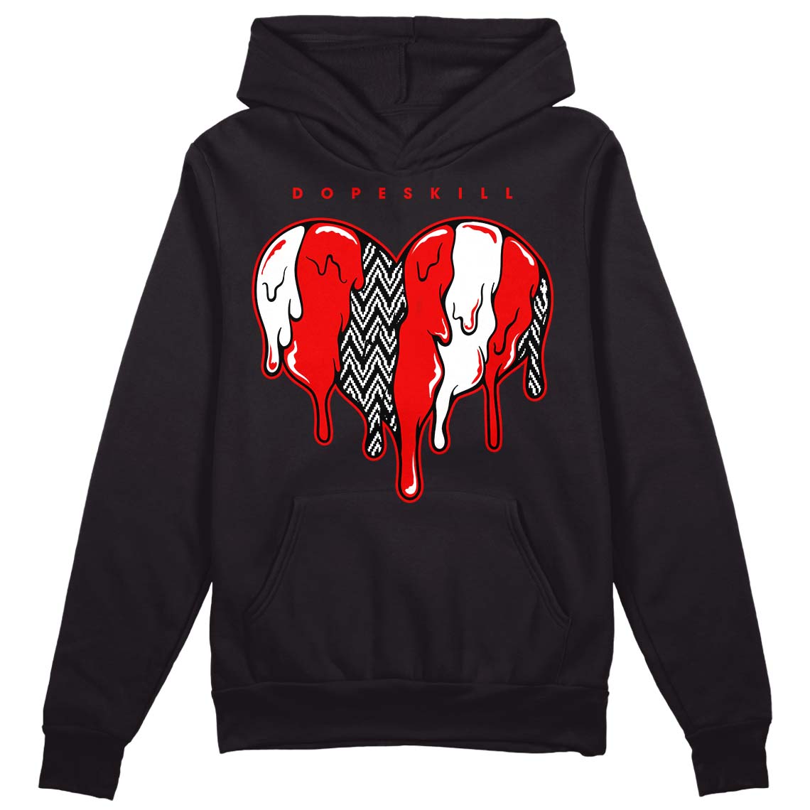 Jordan 12 “Cherry” DopeSkill Hoodie Sweatshirt Slime Drip Heart Graphic Streetwear - Black 