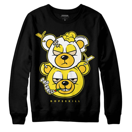 Jordan 4 Retro “Vivid Sulfur” DopeSkill Sweatshirt New Double Bear Graphic Streetwear - Black 