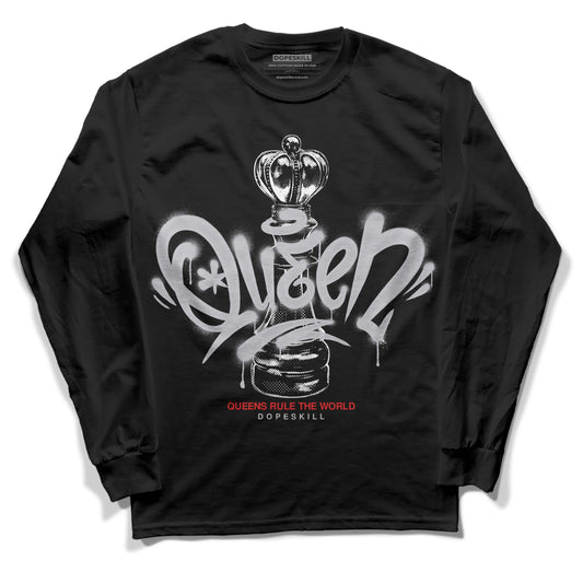 Grey Sneakers DopeSkill Long Sleeve T-Shirt Queen Chess Graphic Streetwear - Black