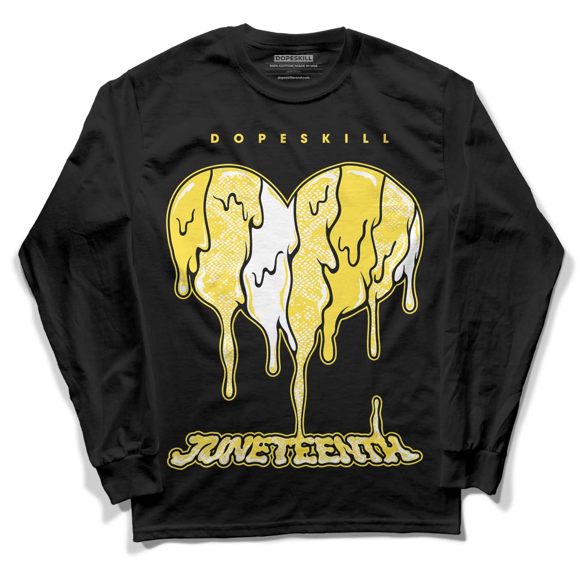 Wmns Air Jordan 11 Low 'Yellow Snakeskin' DopeSkill Long Sleeve T-Shirt Juneteenth Heart Graphic Streetwear - Black