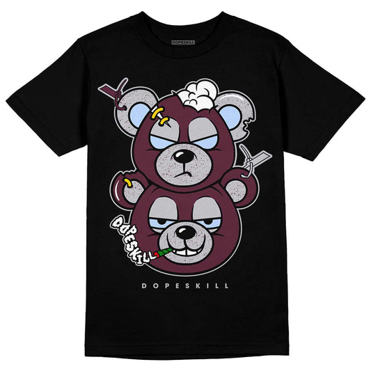 Jordan 5 Retro Burgundy (2023) DopeSkill T-Shirt New Double Bear Graphic Streetwear - Black