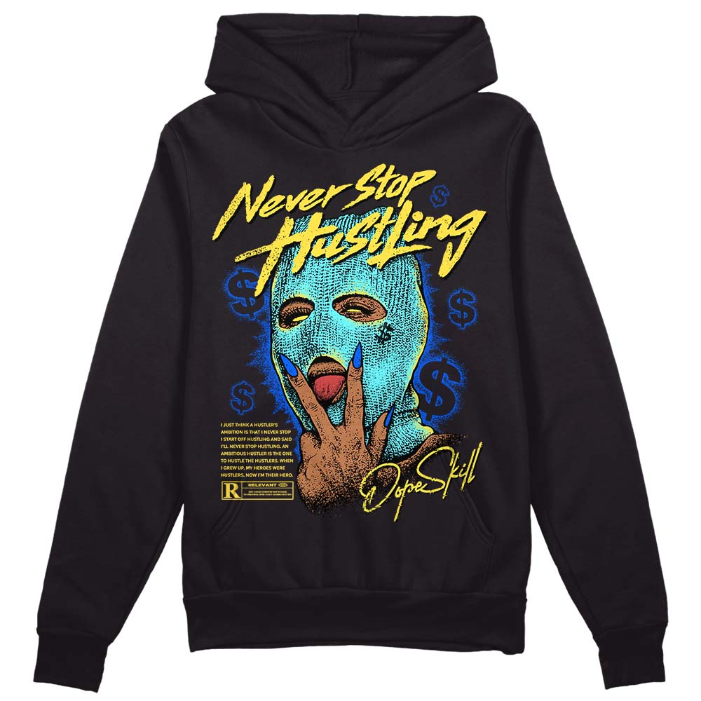 Jordan 5 Aqua DopeSkill Hoodie Sweatshirt Never Stop Hustling Graphic Streetwear - Black