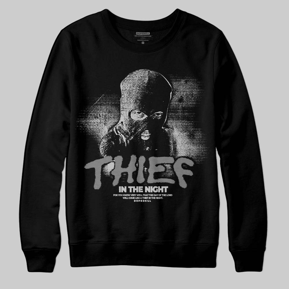 Grey Sneakers DopeSkill Sweatshirt Thief In The Night Graphic Streetwear - Black