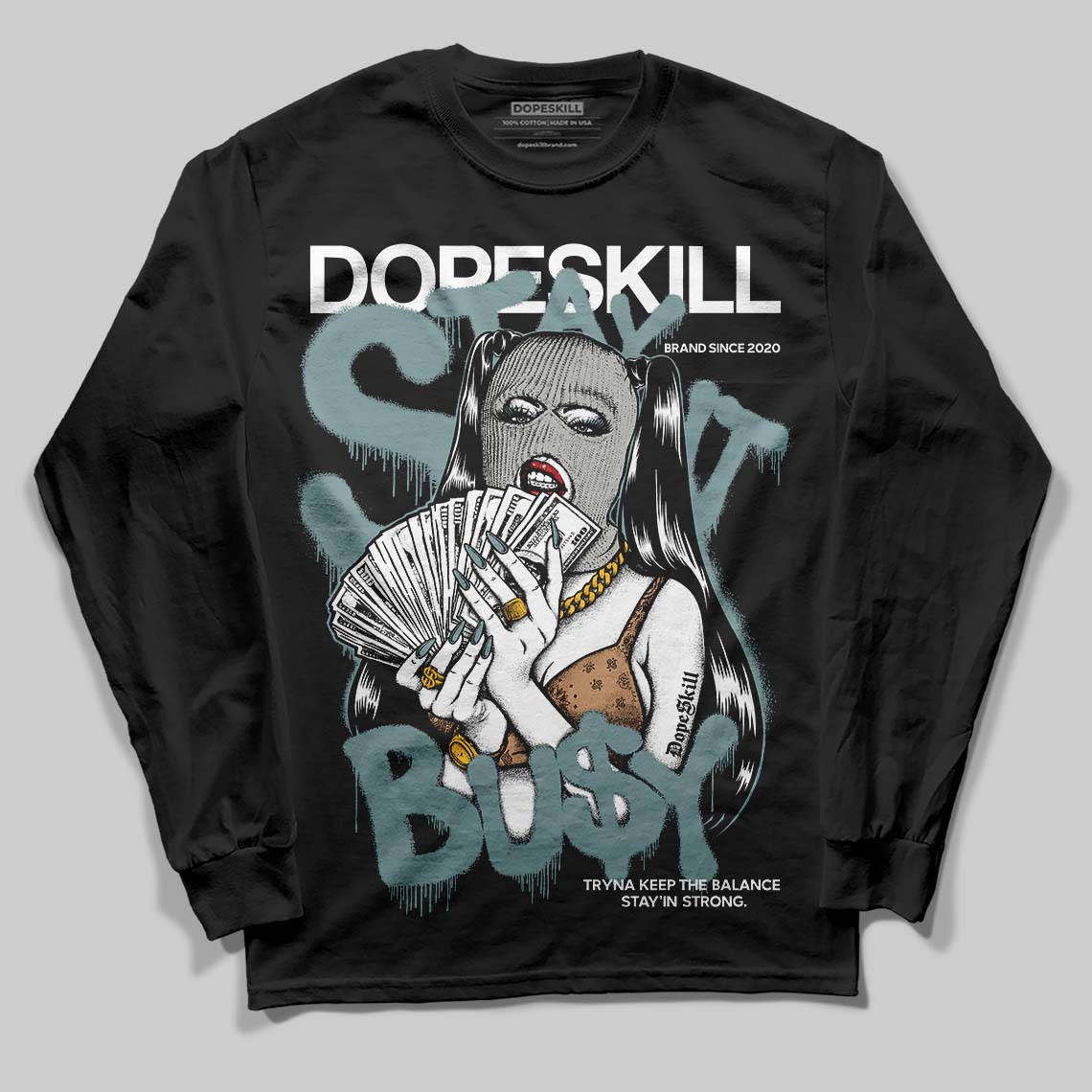 Nike Air Max 1 Low Poly “Adventure” DopeSkill Long Sleeve T-Shirt Stay It Busy Graphic Streetwear - Black