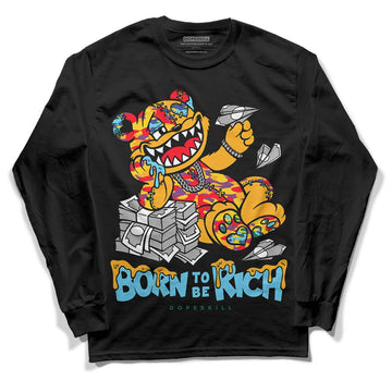 Jordan 1 Mid GS 'Six Championships DopeSkill Long Sleeve T-Shirt Born To Be Rich Graphic Streetwear - Black