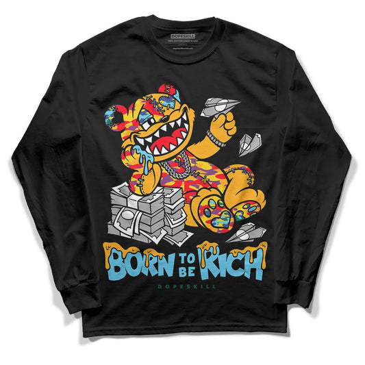 Jordan 1 Mid GS 'Six Championships DopeSkill Long Sleeve T-Shirt Born To Be Rich Graphic Streetwear - Black