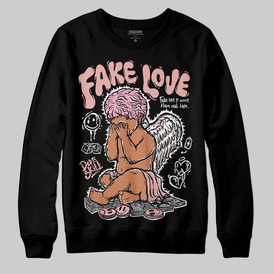 Jordan 1 Low OG “Rust Pink” DopeSkill Sweatshirt False Love Graphic Streetwear - Black