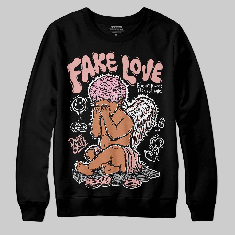 Jordan 1 Low OG “Rust Pink” DopeSkill Sweatshirt False Love Graphic Streetwear - Black