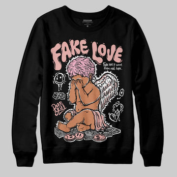 Jordan 1 Low OG “Rust Pink” DopeSkill Sweatshirt False Love Graphic Streetwear - Black