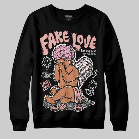 Jordan 1 Low OG “Rust Pink” DopeSkill Sweatshirt False Love Graphic Streetwear - Black