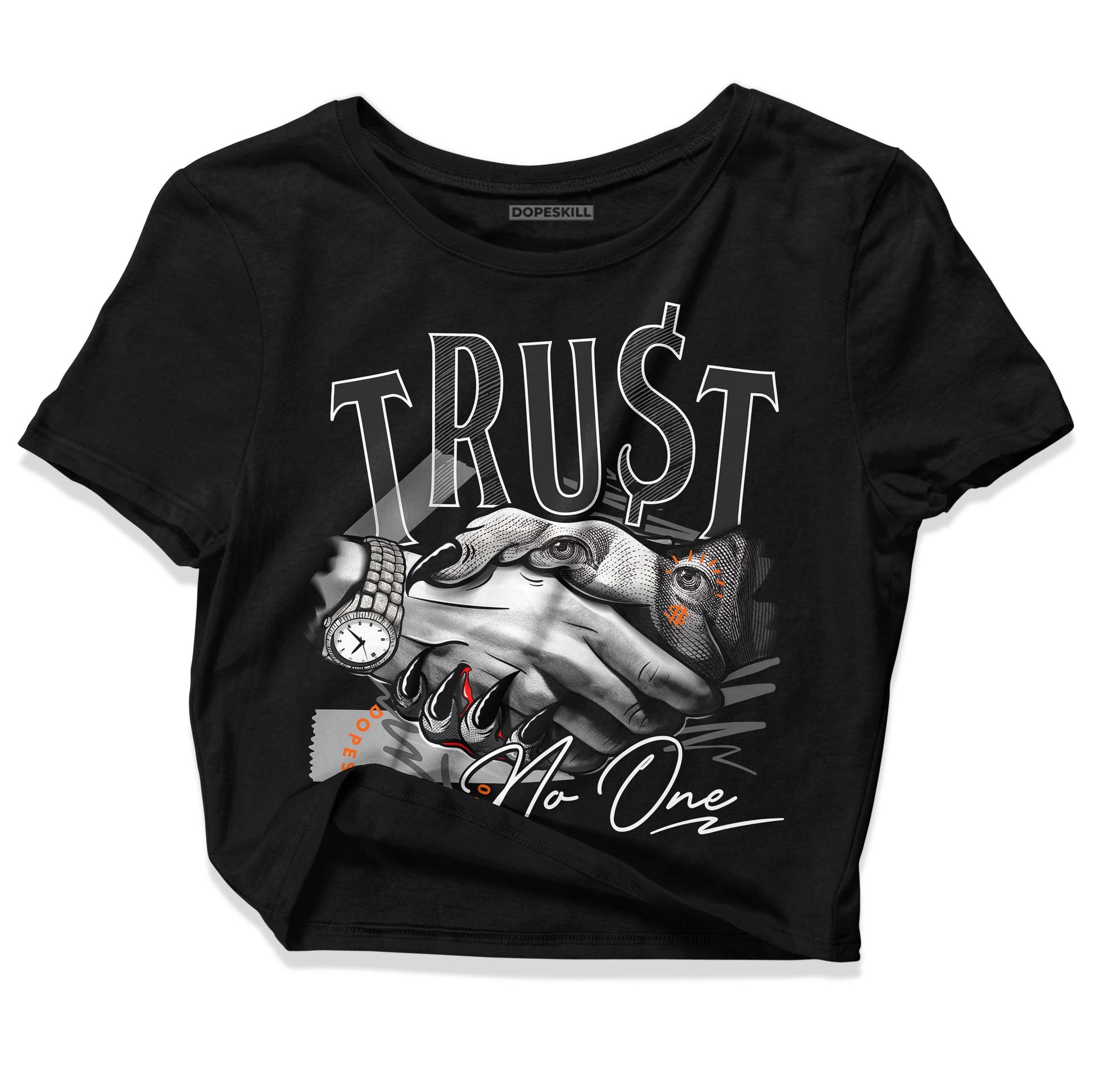 Jordan 3 Retro 'Fear Pack' DopeSkill Women's Crop Top Trust No One Graphic Streetwear - Black