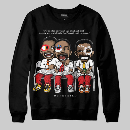 Jordan 4 Retro Red Cement DopeSkill Sweatshirt First Sunday Graphic Streetwear - Black
