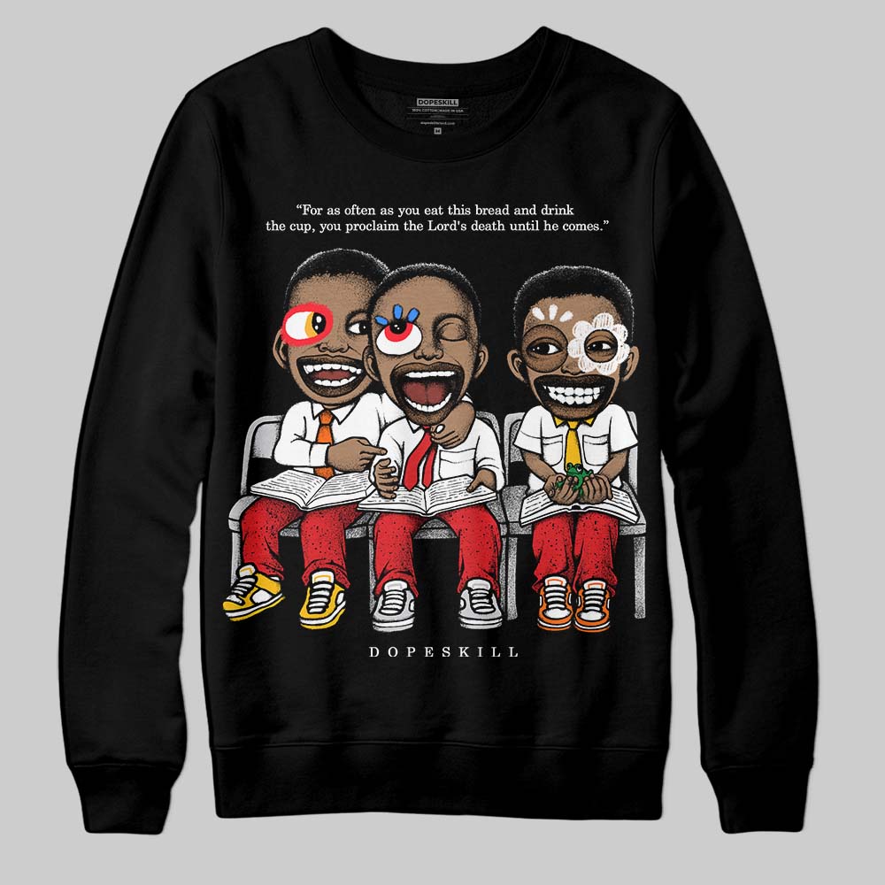 Jordan 4 Retro Red Cement DopeSkill Sweatshirt First Sunday Graphic Streetwear - Black